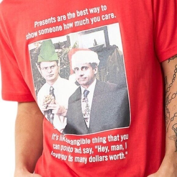 The Office Christmas T Shirt Men Small Dwight Michael Short Sleeve Novelty - Picture 2 of 4